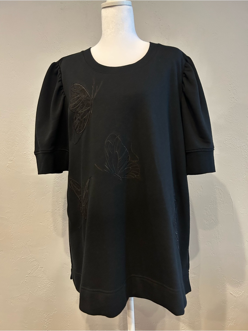 Jane+Delancey French Terry Black Butterfly Embroidered Sweatshirt